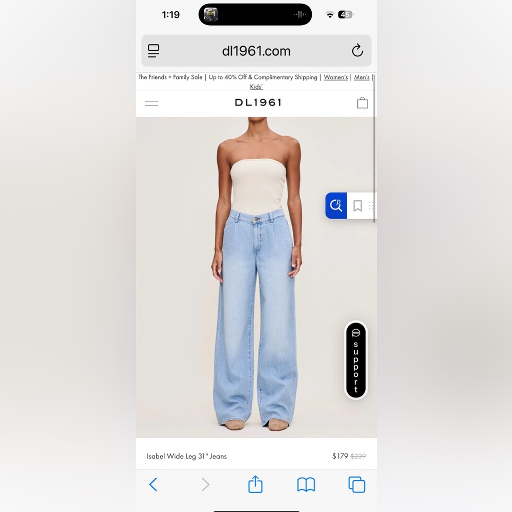 DL1961 Light Blue Wide Leg Jeans Isabel